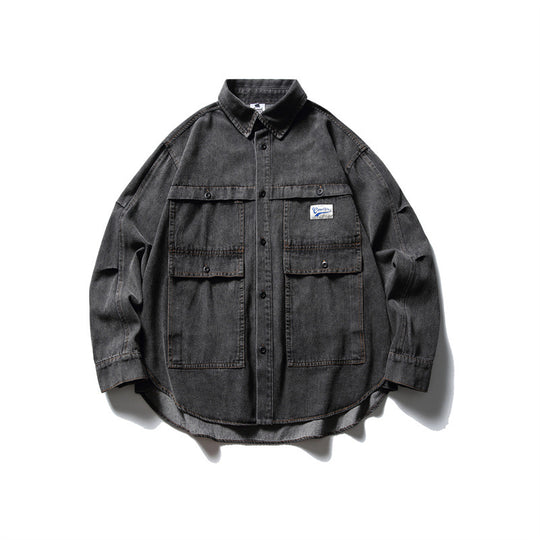 Unisex Oversized Denim‑Chorejacke im kastigen Boxy‑Cut mit großen Pattentaschen Shop Nory
