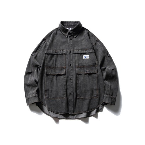 Unisex Oversized Denim‑Chorejacke im kastigen Boxy‑Cut mit großen Pattentaschen Shop Nory