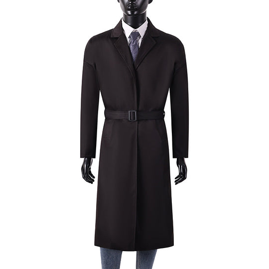 Herren Langer Minimalistischer Trenchcoat mit verdeckter Knopfleiste und Seitentaschen Shop Nory