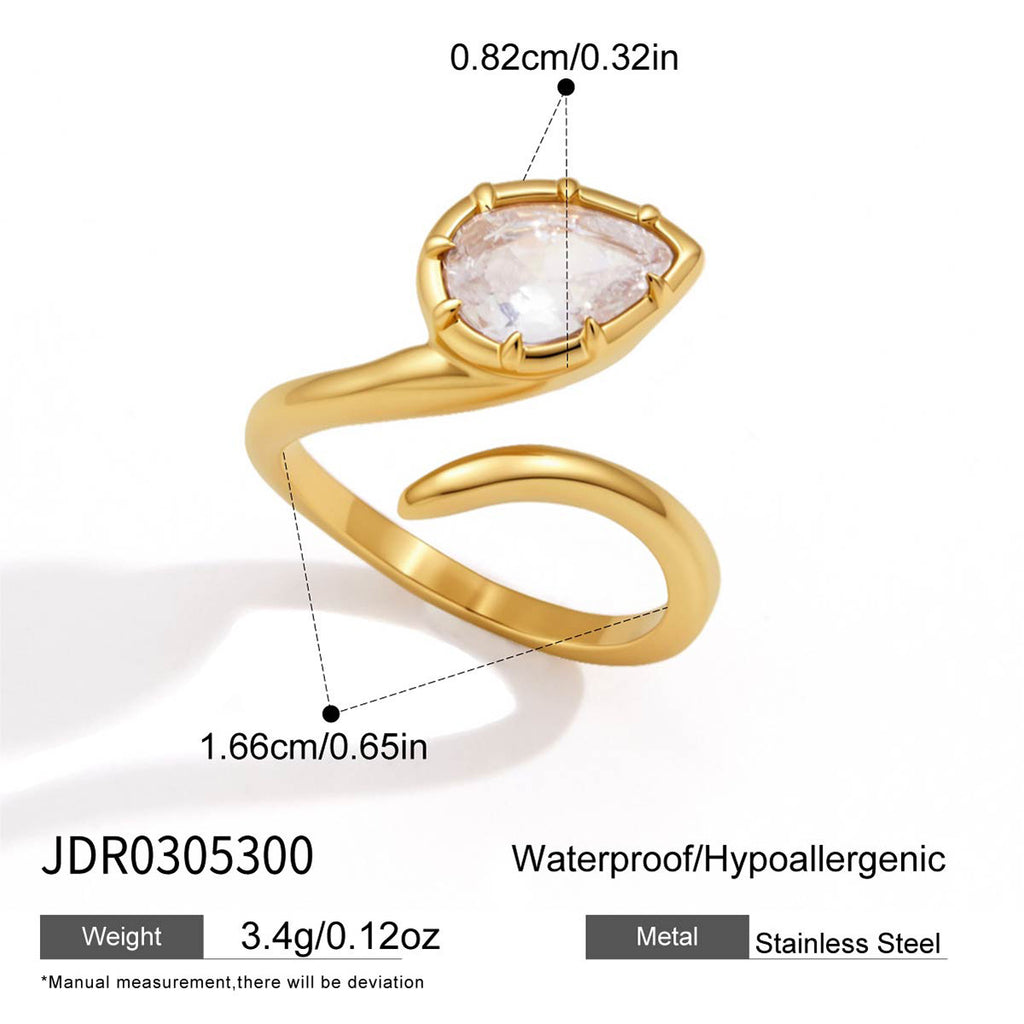 Damen Offener Ring mit funkelndem Tropfenstein und modernem Design Shop Nory