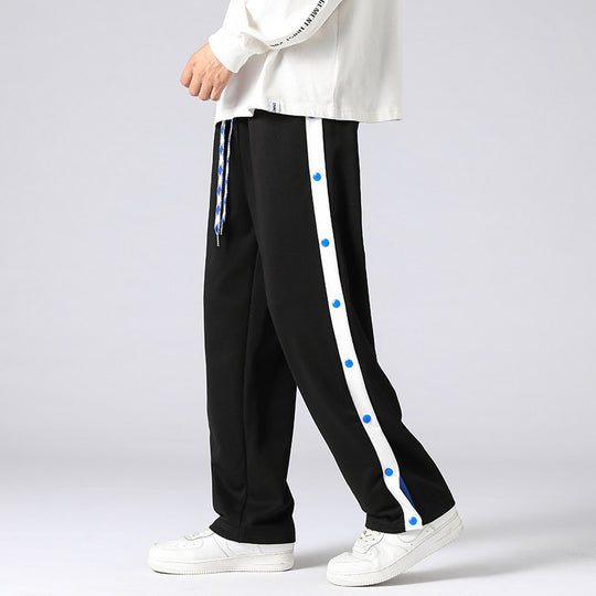 Herren Weite Sweatpants mit seitlichem Druckknopfverschluss, Kordelzug & kontrastierten Einsätzen Shop Nory