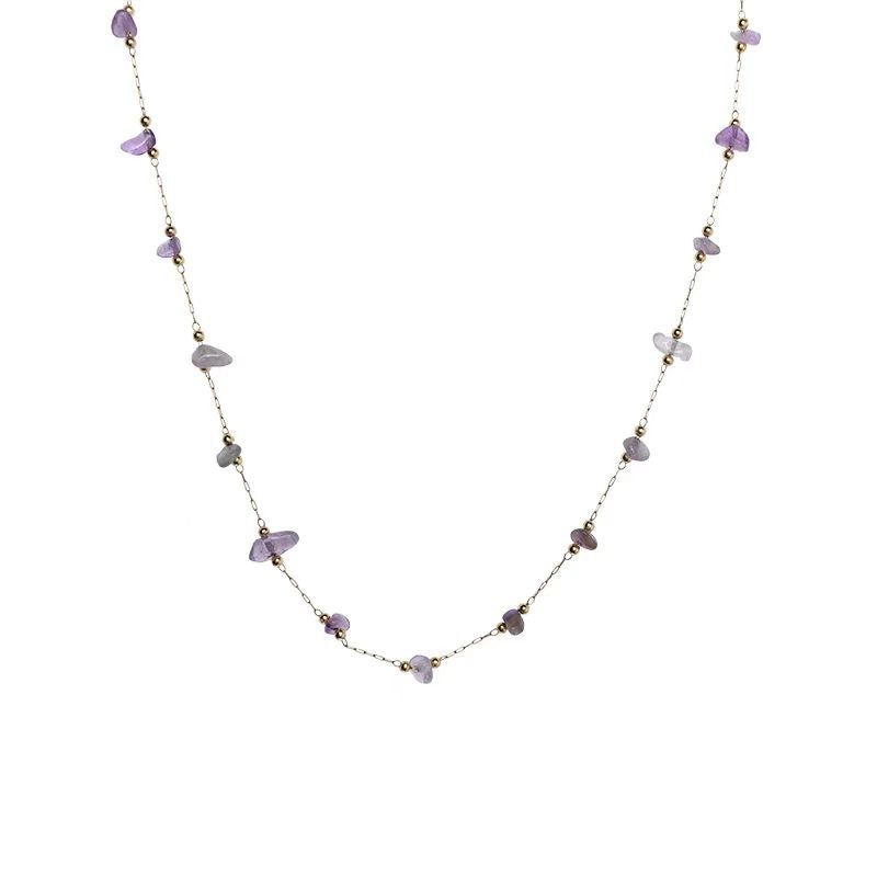 Damen Zarte Amethyst Perlen Halskette Shop Nory