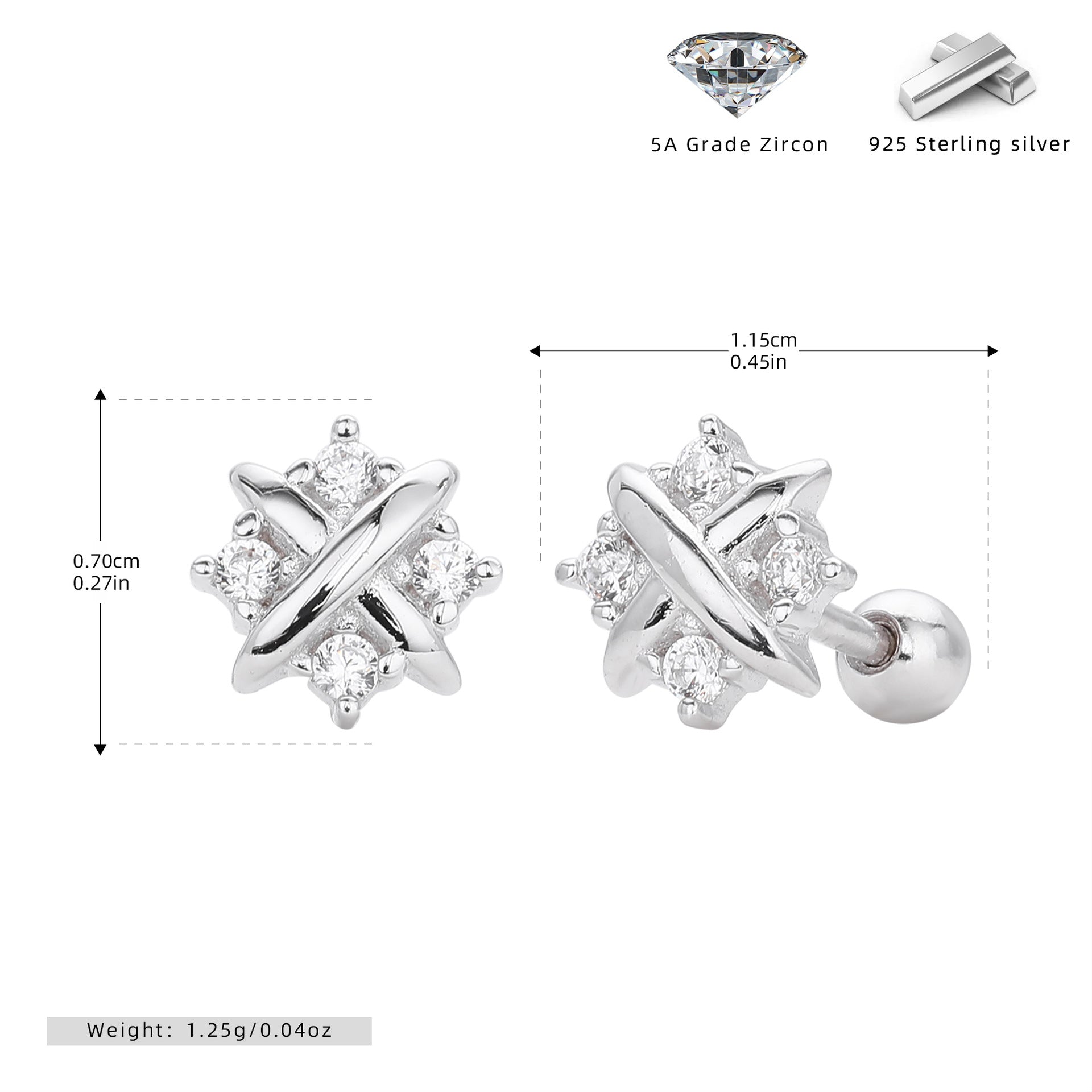 Damen Ohrstecker mit zarten Zirkon-Akzenten und hochwertigem 925 Sterling Silber Shop Nory