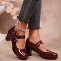 Damen elegante Lack-Pumps mit Schleifenverzierung Shopnory
