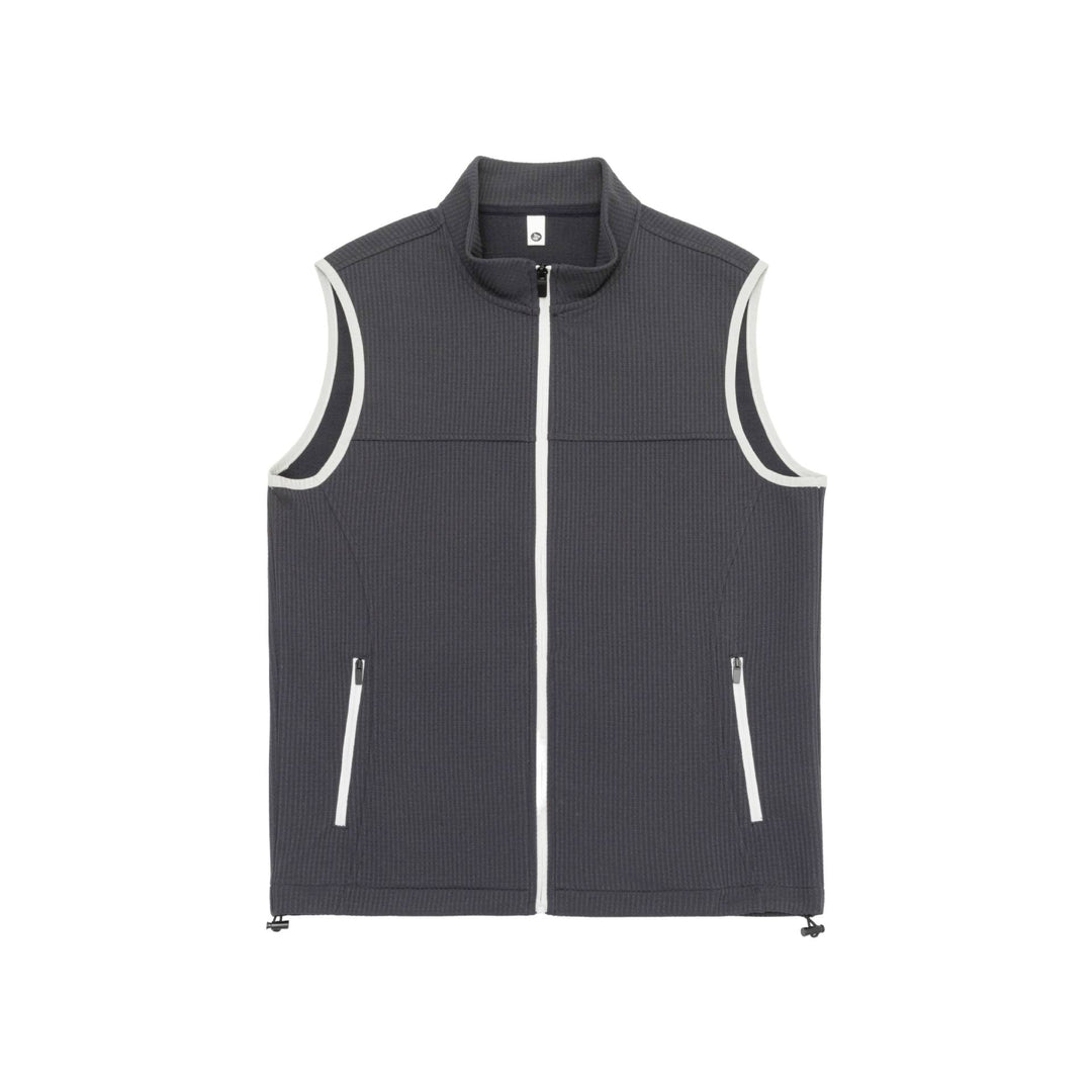 Unisex Waffelstruktur-Outdoorweste mit Stehkragen, durchgehendem Reißverschluss und Kordelzugsaum Shop Nory