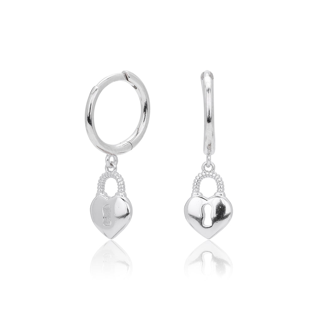 Damen Ohrhänger mit herzförmigem Schlossanhänger aus hochwertigem 925 Sterling Silber Shop Nory