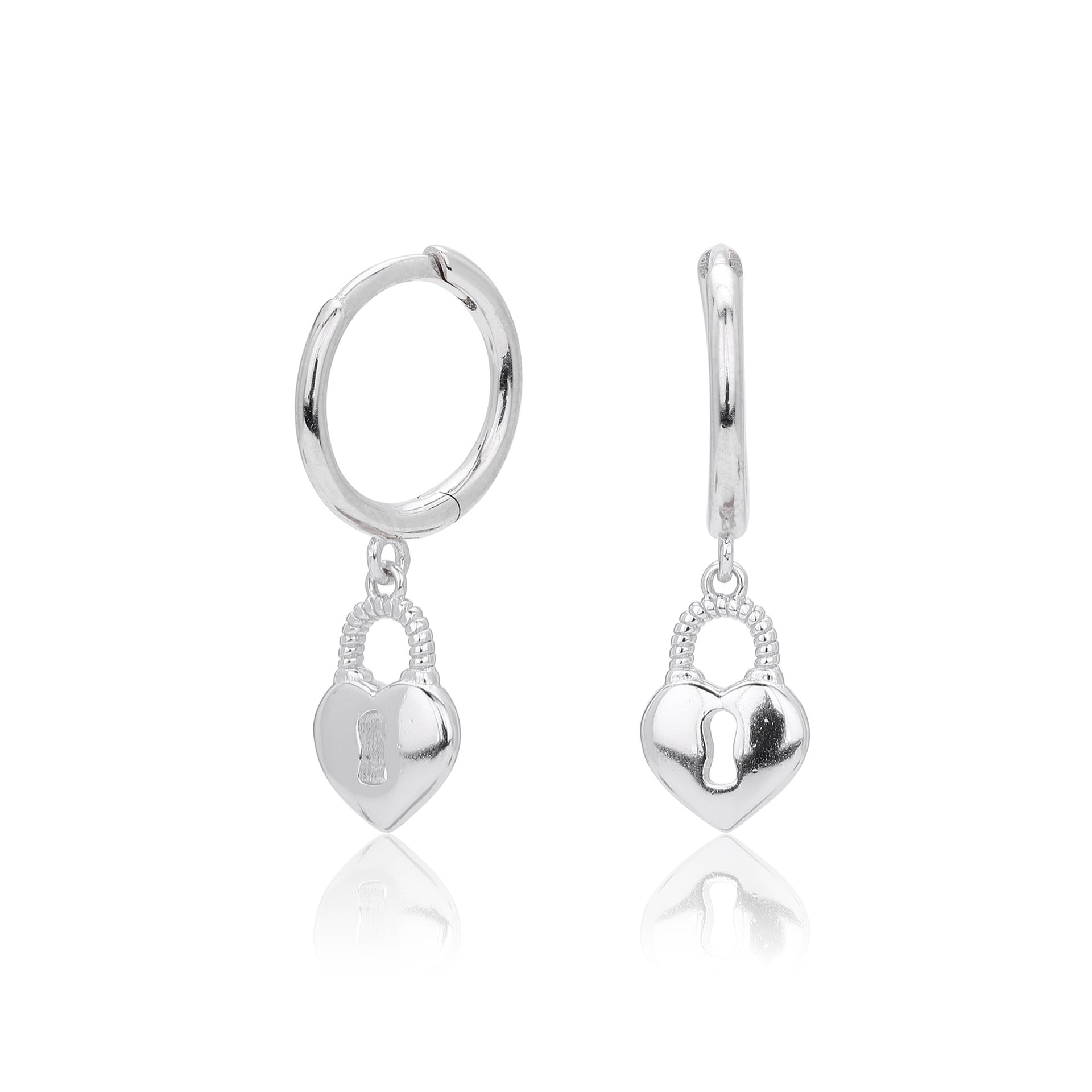 Damen Ohrhänger mit herzförmigem Schlossanhänger aus hochwertigem 925 Sterling Silber Shop Nory