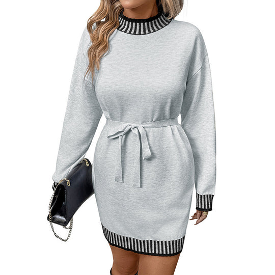 Damen Modisches Wickelkleid mit Streifen Shop Nory