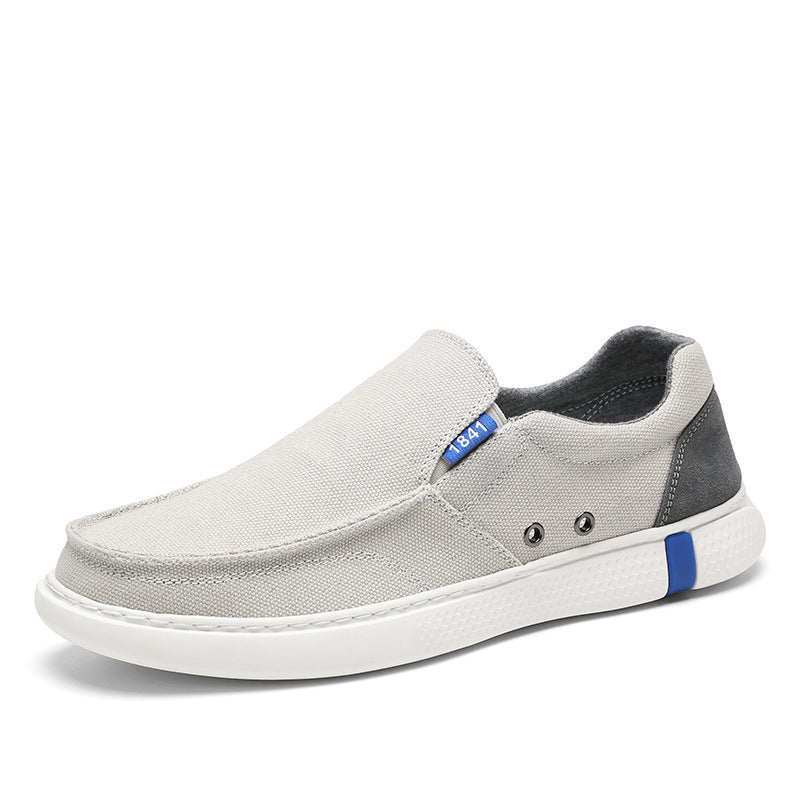 Herren Legerer Canvas-Mokassin-Slipper mit geflochtener Schnürung und gefleckter EVA-Sohle Shopy Nory