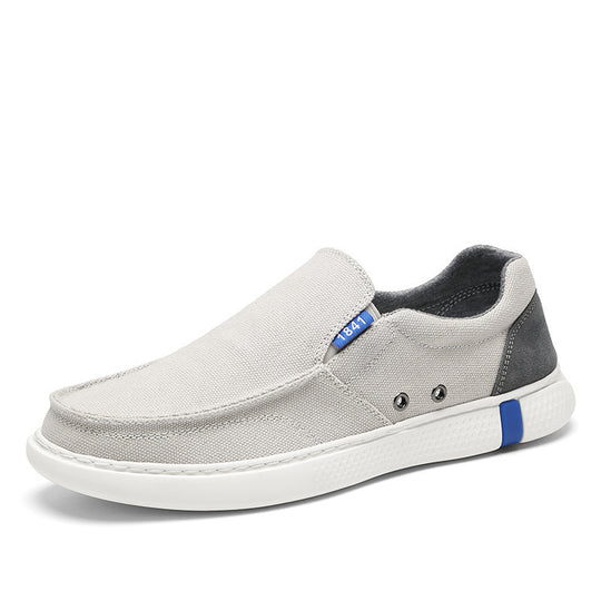Herren Legerer Canvas-Mokassin-Slipper mit geflochtener Schnürung und gefleckter EVA-Sohle Shopy Nory