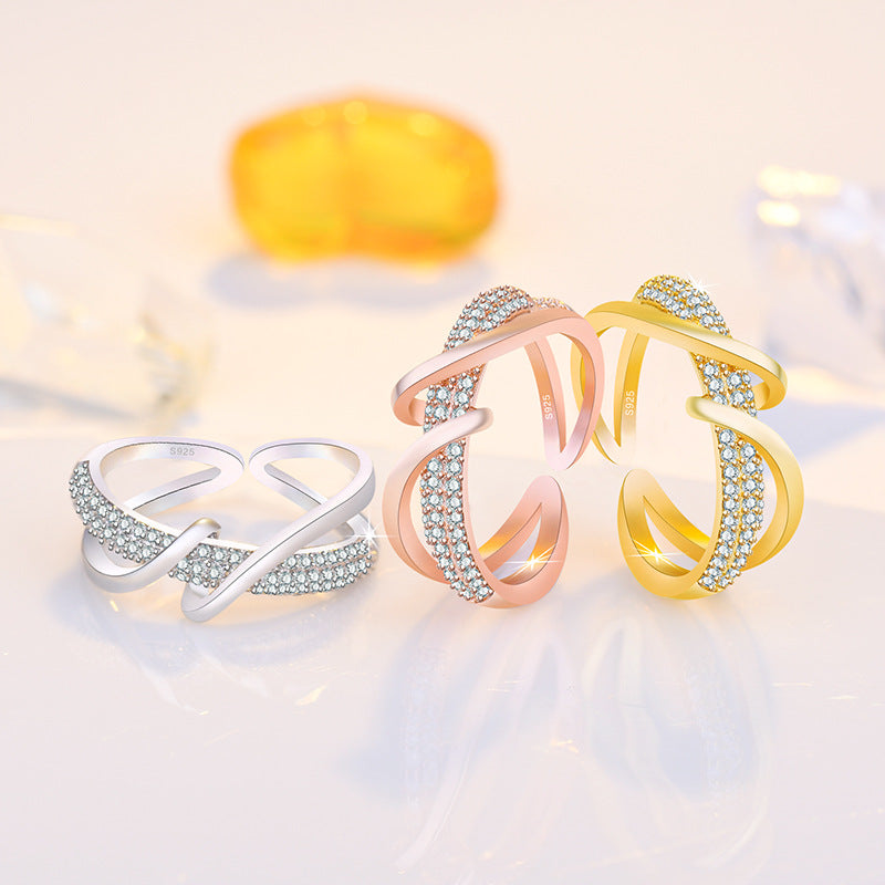 Damen Funkelnder Zirkonia Ring mit elegantem, geschwungenem Design Shop Nory