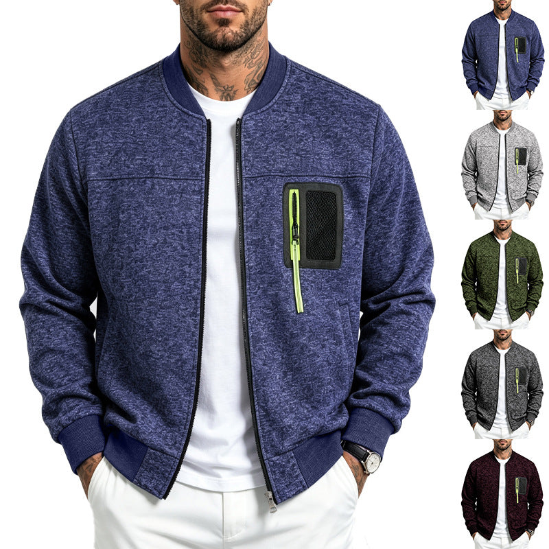 Herren Strick-Bomberjacke mit funktionaler Brusttasche und Reißverschluss Shop Nory