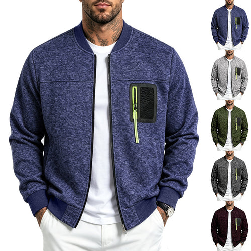 Herren Strick-Bomberjacke mit funktionaler Brusttasche und Reißverschluss Shop Nory
