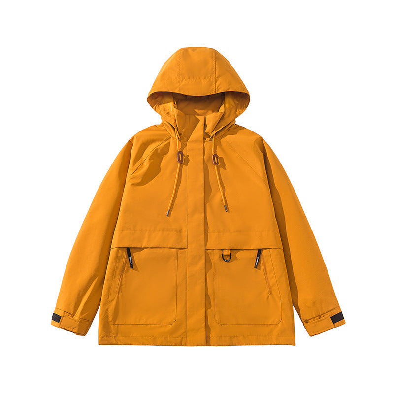 Damen technische Outdoor-Jacke mit verstellbarer Kapuze und großen Taschen