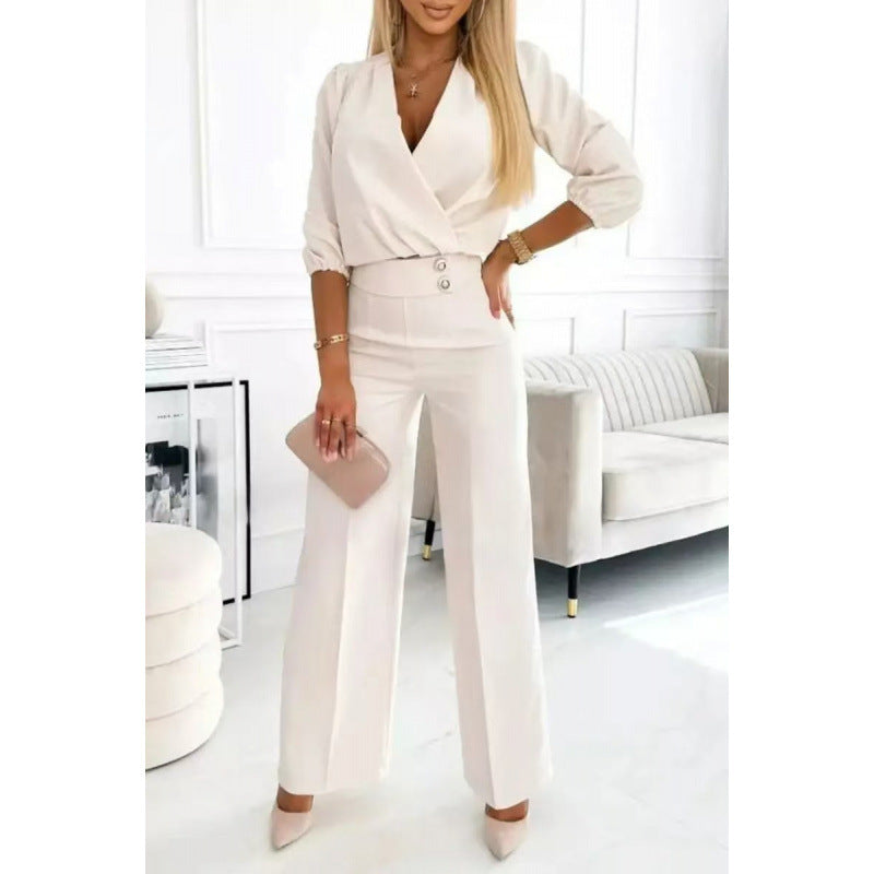 Damen elegantes Jumpsuit mit weiten Beinen