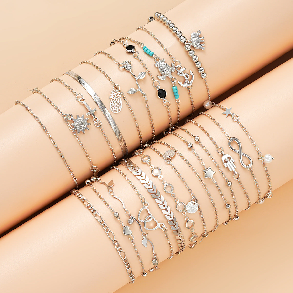 Damen Fußkettchen-Set mit verspielten Anhängern und vielfältigen Designs Shop Nory