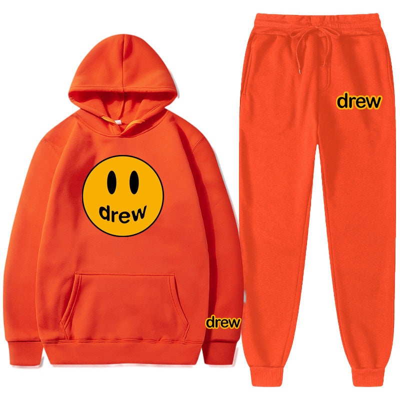Unisex nan zweiteiliges Lounge-Set aus French-Terry mit Smiley-Print Kapuzenpullover und tapered Jogginghose Shop Nory
