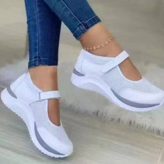 Damen Atmungsaktive Mary-Jane Sneaker mit Klettverschluss und Keilsohle Shop Nory