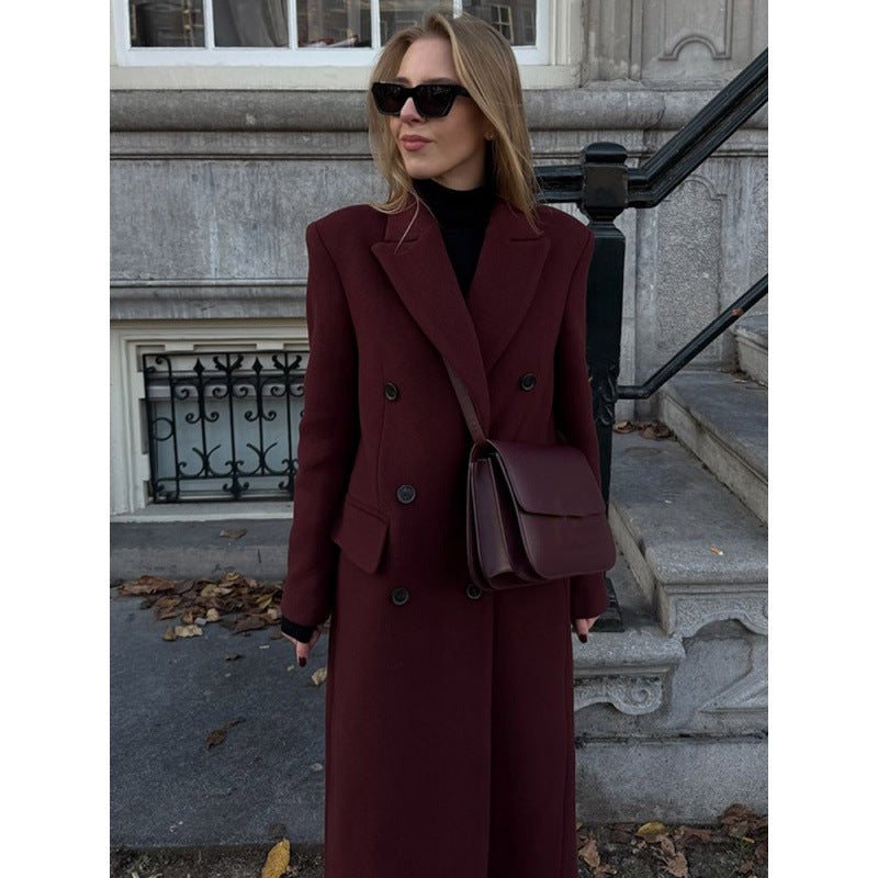 Damen Wool Blend Longcoat Shopnory