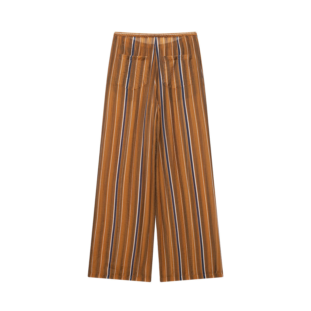 Damen Weite Palazzo‑Hose mit Tunnelzugbund und vertikalem Streifenjacquard Shop Nory
