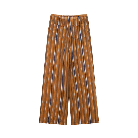 Damen Weite Palazzo‑Hose mit Tunnelzugbund und vertikalem Streifenjacquard Shop Nory