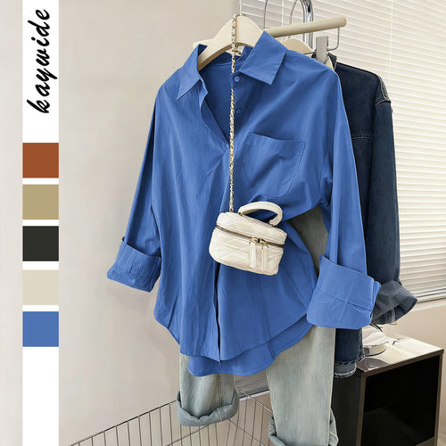 Damen nan oversized Hemdbluse mit Brusttasche, umgeschlagenen Ärmeln und relaxed Fit Shop Nory