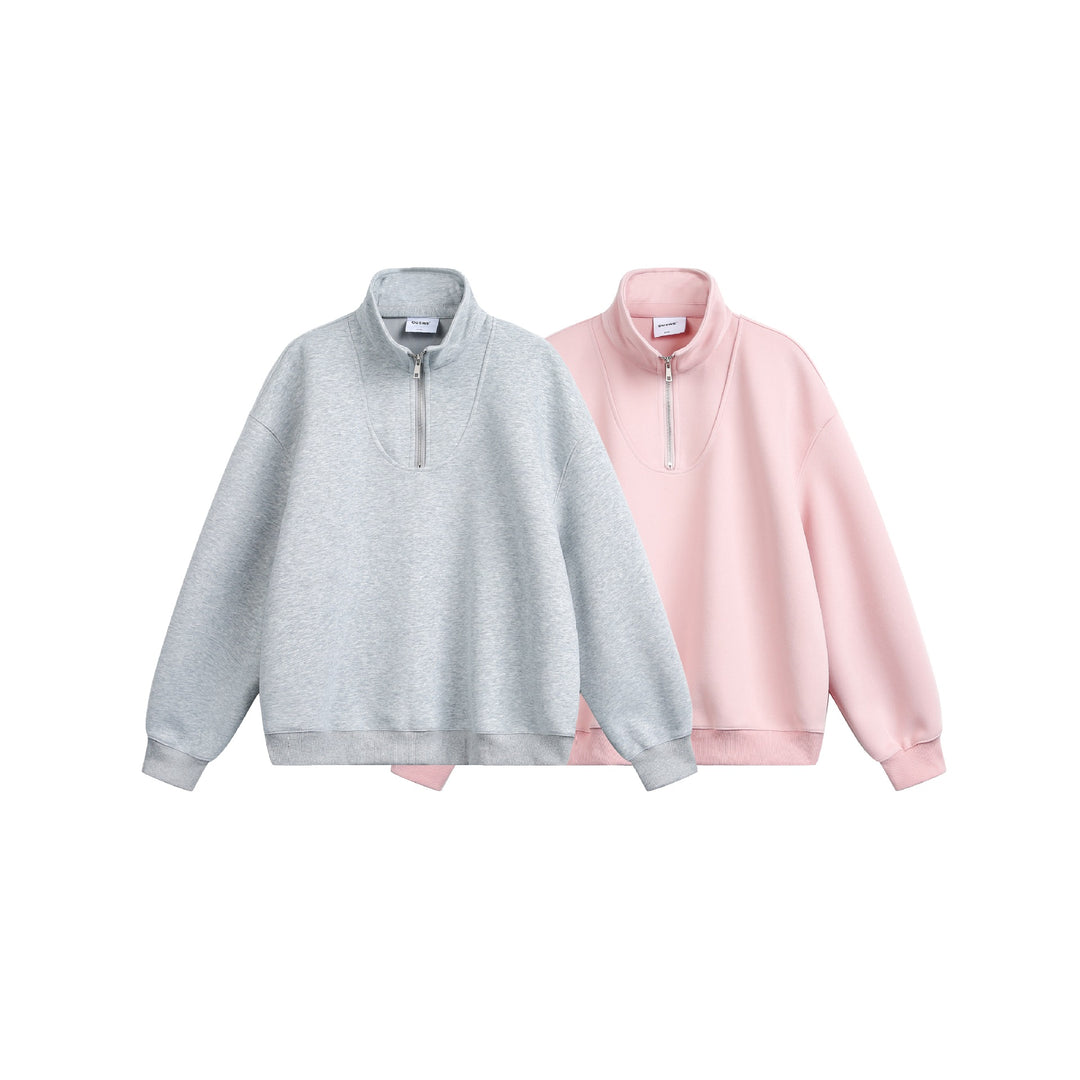 Damen Oversize Sweatshirt mit halbem Reißverschluss und Stehkragen Shop Nory