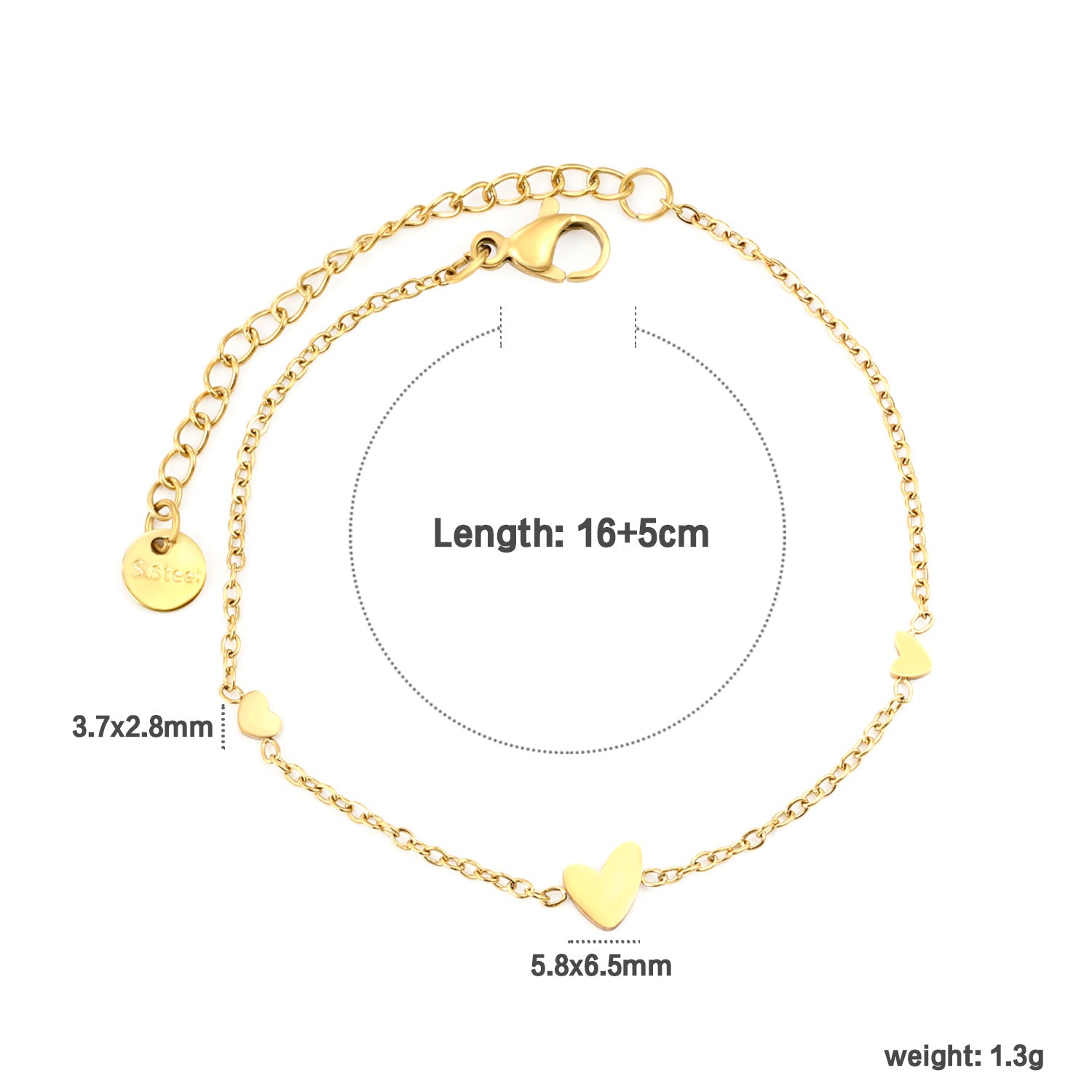 Damen Armband mit herzförmigem Anhänger aus hochwertigem Edelstahl und rosévergoldeter Oberfläche Shop Nory