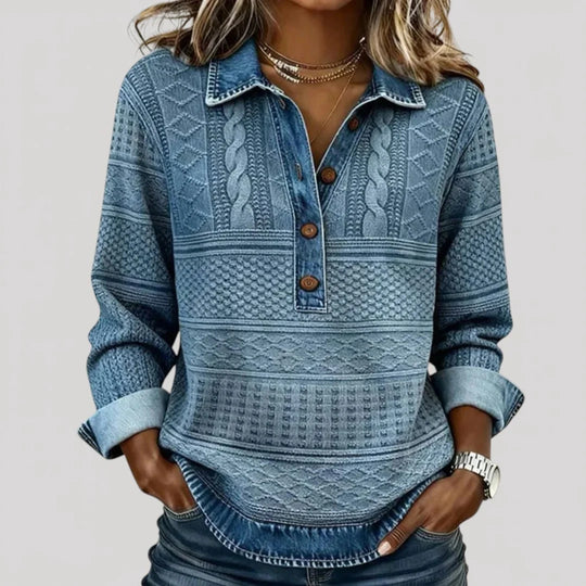 Damen Modischer Pullover mit Knopfverschluss