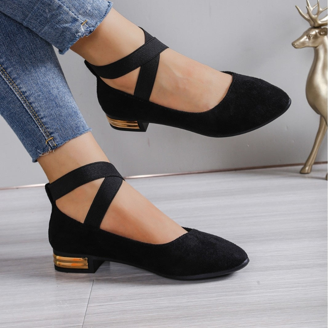 Damen Elegante Ballerinas mit elastischem Riemchen
