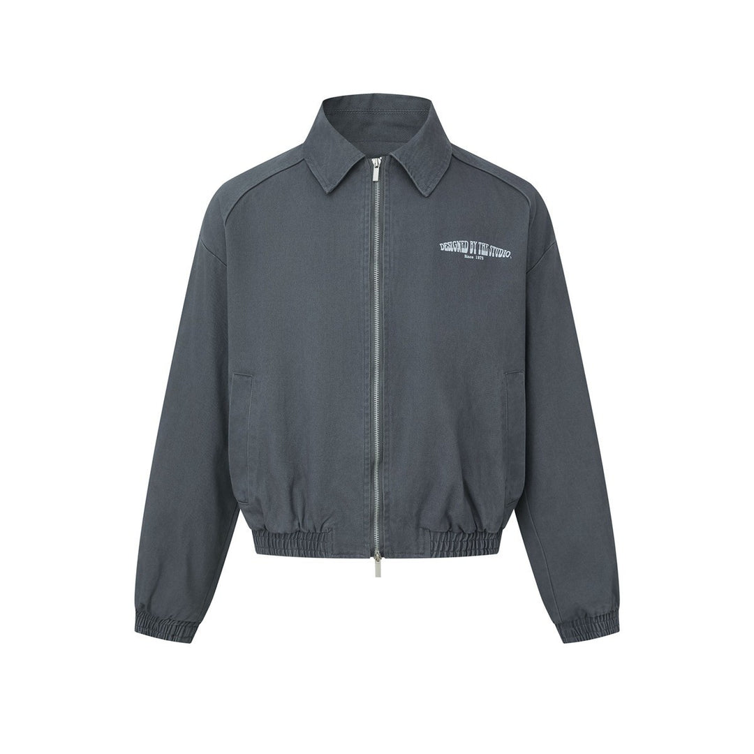 Unisex Boxy-Blousonjacke mit Hemdkragen, Zwei-Wege-Reißverschluss und elastischem Bund Shop Nory