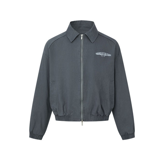 Unisex Boxy-Blousonjacke mit Hemdkragen, Zwei-Wege-Reißverschluss und elastischem Bund Shop Nory