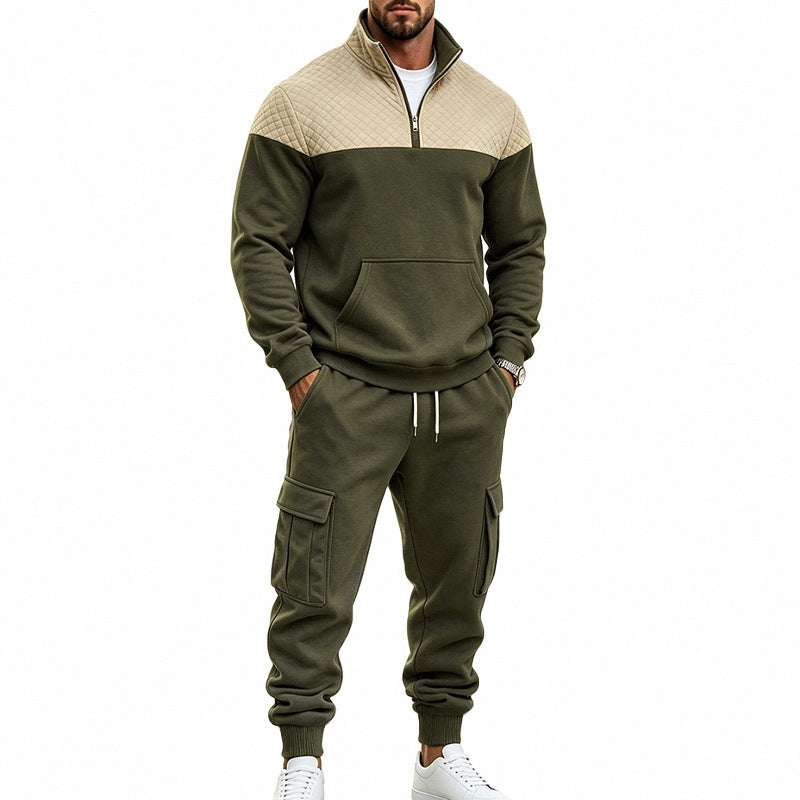 Herren Freizeit-Trainingsanzug mit Steppkragen und Cargo-Jogger Shop Nory