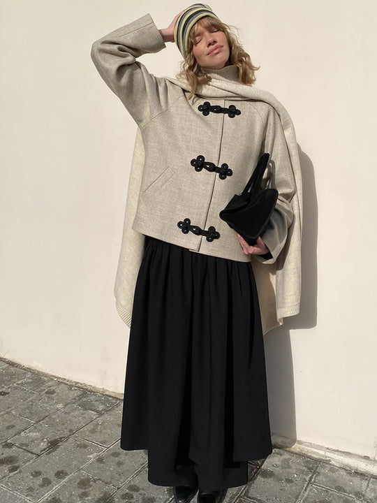 Damen Kurz geschnittene Boxy-Dufflecoat-Jacke mit dekorativen Knebelverschlüssen Shop Nory