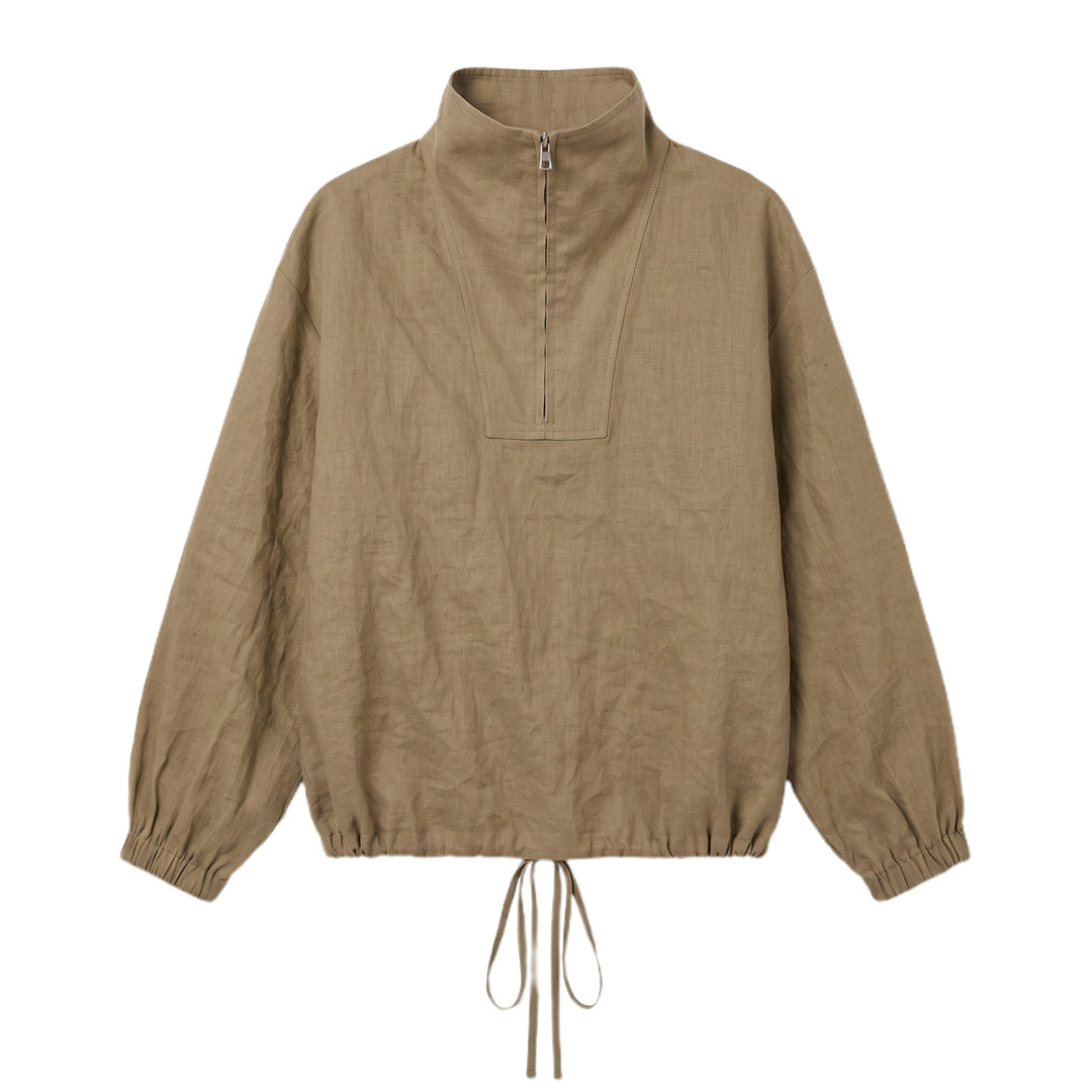 Damen Modische Langärmlige Bluse mit Stehkragen Shop Nory