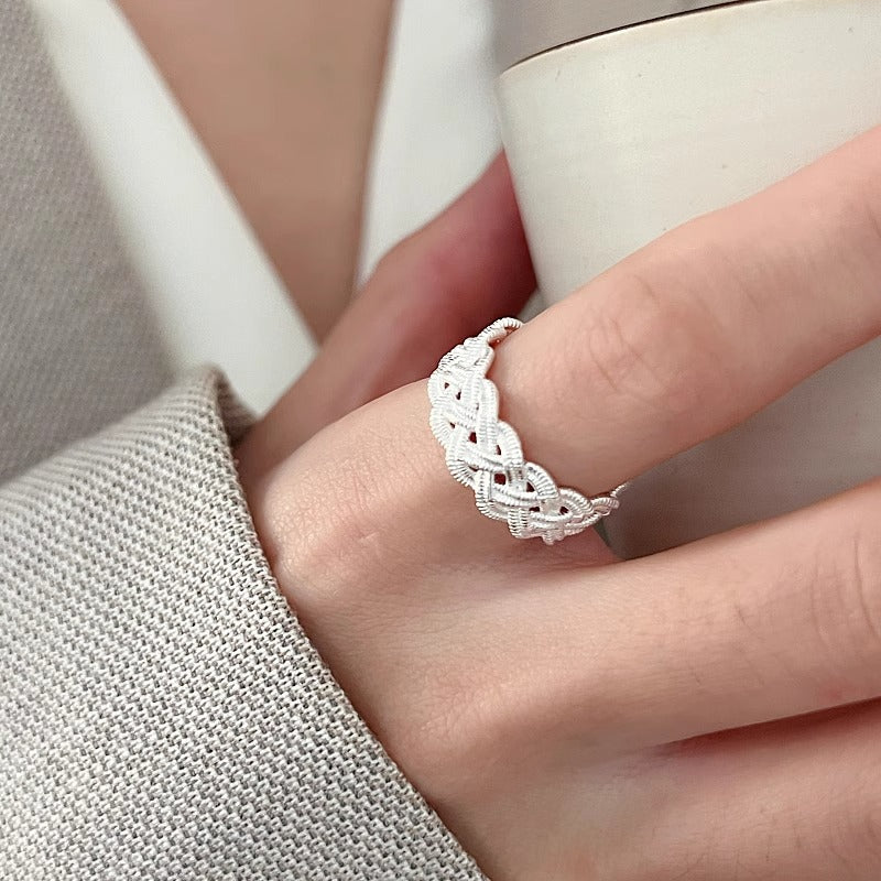 Damen Offener Ring mit filigranem Flechtmuster Shop Nory