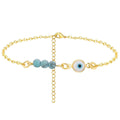 Damen Fußkettchen mit schützendem Augen-Motiv und bunten Edelsteinakzenten Shop Nory