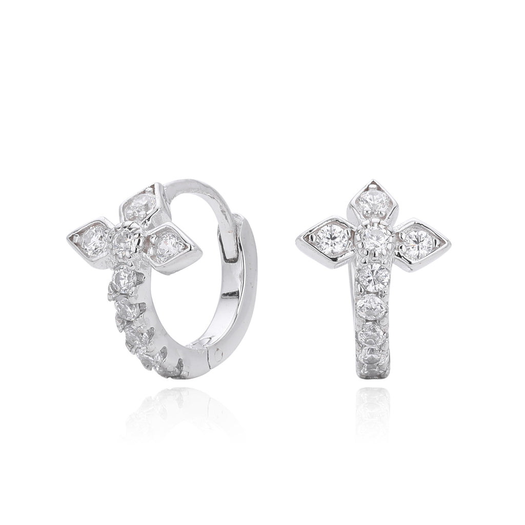 Damen Ohrhänger mit funkelndem Kreuzdesign aus hochwertigem 925 Sterling Silber Shop Nory