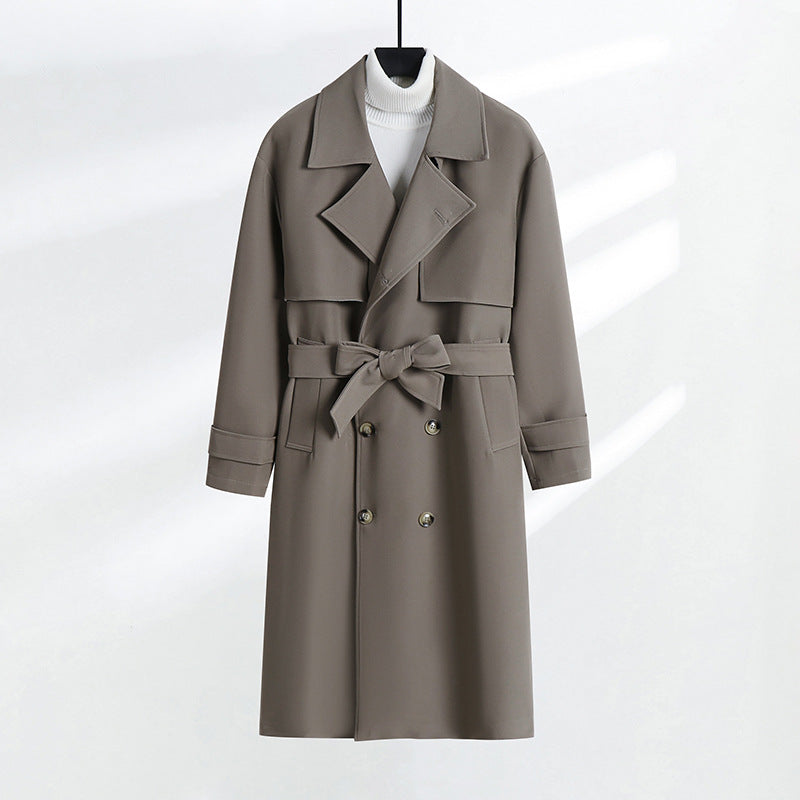 Damen taillierter Doppelreiher-Trenchcoat mit Bindegürtel und Schalkragen Shop Nory