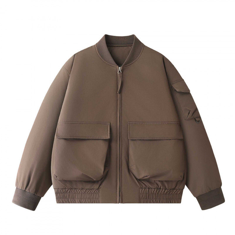 Unisex Kurz geschnittene Utility-Bomberjacke mit großen Fronttaschen und Ärmel-Organizer Shop Nory