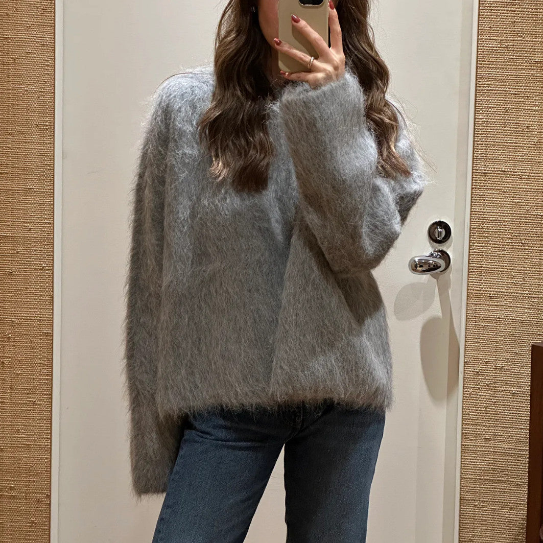Damen Flauschiger Oversize-Pullover im Angora-Look mit kastiger Silhouette Shop Nory