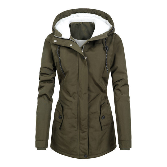 Damen Wasserabweisender Parka mit Teddyfutter, Kapuze und tailliertem Schnitt Shop Nory