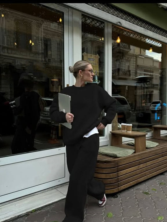 Damen Oversize-Sweatshirt und High-Waist Lounge-Jogginghose Set aus brushed Baumwollmix Shop Nory