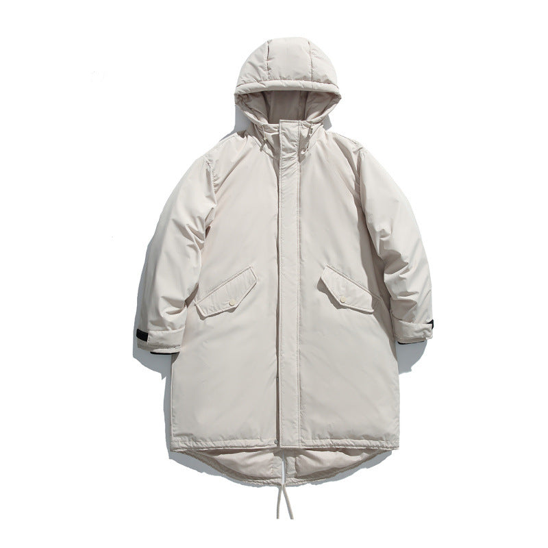 Unisex Wattierter langer Parka im Boxy-Cut mit Kapuze und Tunnelzugsaum Shop Nory