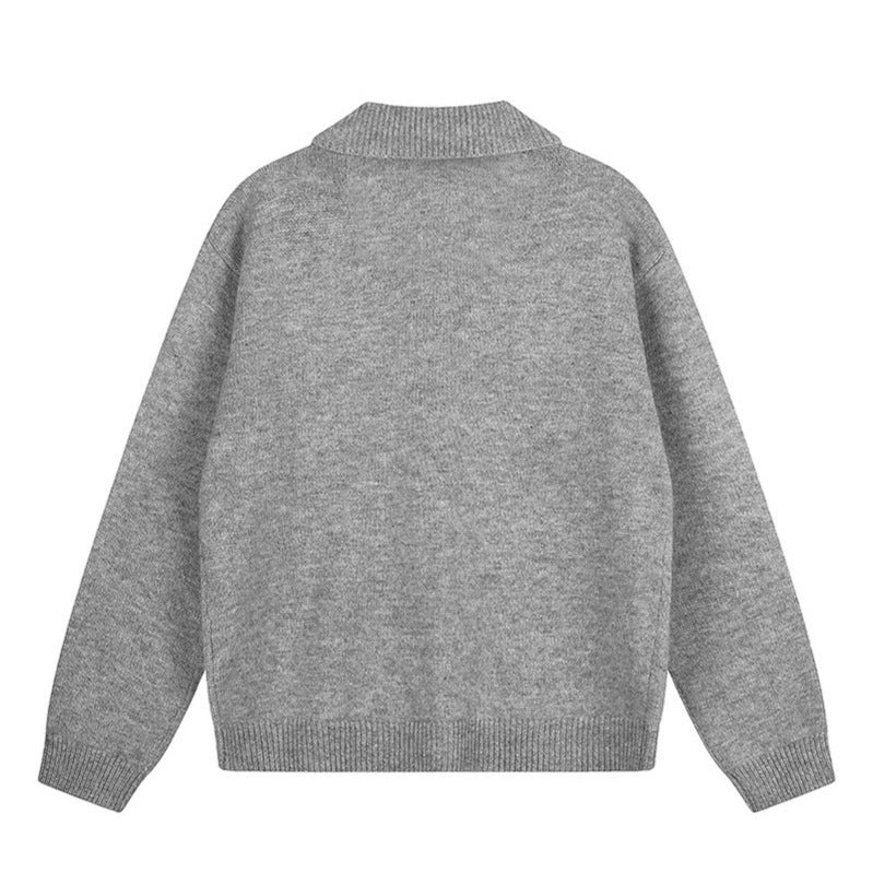 Damen Strick-Cardigan mit Hemdkragen, Knopfleiste und Statement-Patch Shop Nory