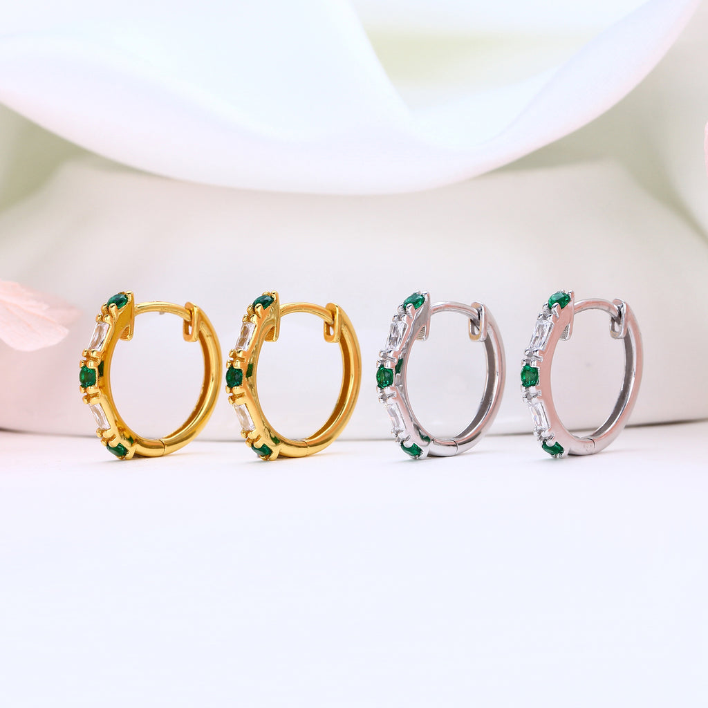 Damen Creolen mit funkelnden Zirkoninsätzen aus 925 Sterling Silber Shop Nory