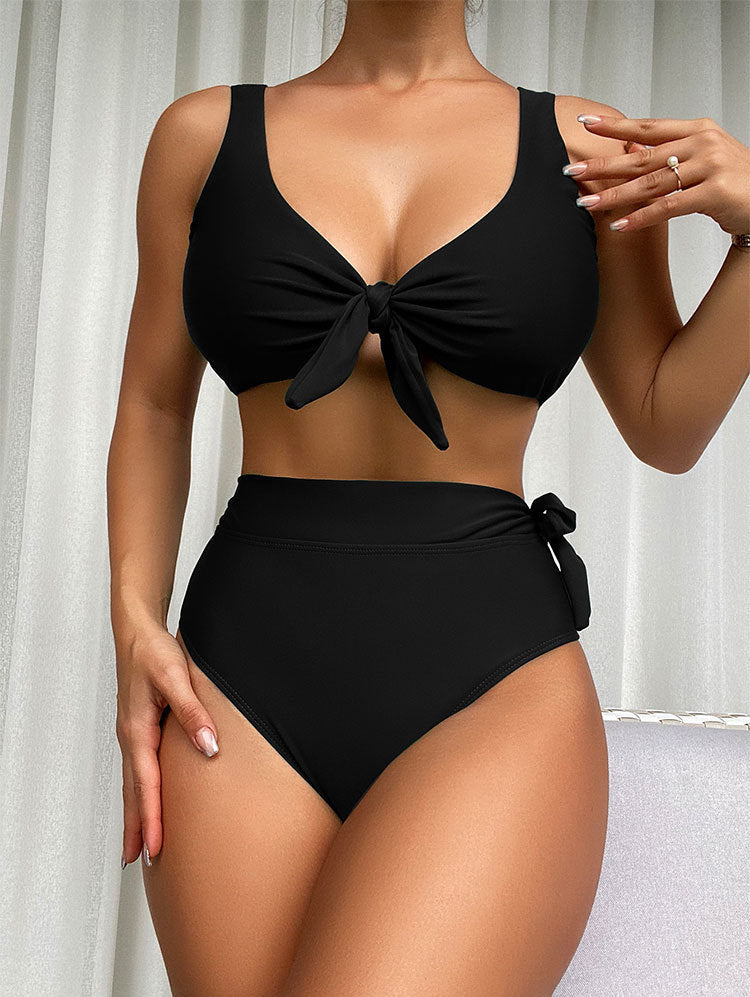 Damen Hochgeschnittener Bikini mit verstellbarem Knoten