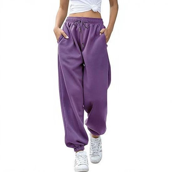 Damen nan Cozy-Sweat-Palazzohose mit hohem Komfortbund, integriertem Kordelzug und gerafften Knöchelabschlüssen Shop Nory