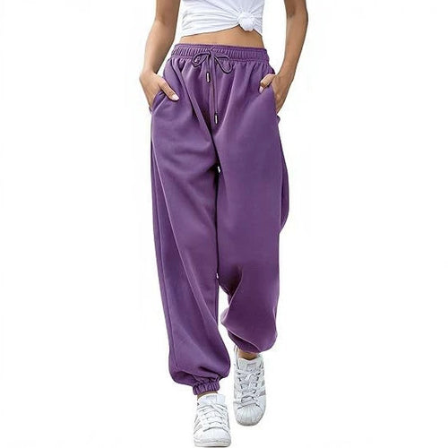 Damen nan Cozy-Sweat-Palazzohose mit hohem Komfortbund, integriertem Kordelzug und gerafften Knöchelabschlüssen Shop Nory