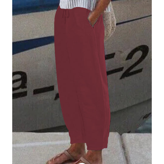 Damen Ankle Harem Hose mit Kordelzug, Seitentaschen und elastischem Knöchelbund Shop Nory